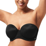 HSIA Strapless Bras for Women Large Breasts Non Slip Full Coverage Underwire Supportive Multiway Strapless Bra Plus Size Black