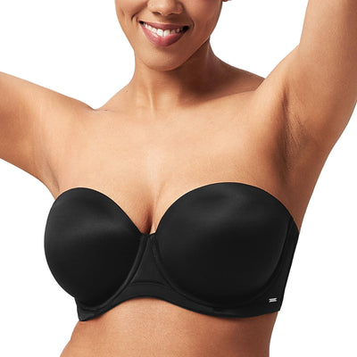 HSIA Strapless Bras for Women Large Breasts Non Slip Full Coverage Underwire Supportive Multiway Strapless Bra Plus Size Black