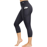 CompressionZ Women's Compression Capri Leggings High Waisted Performance Shaping Gym, Pilates, Travel, Yoga, Workout Pants Pockets Black X-Large