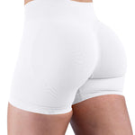 Unthewe Womens Workout Seamless Scrunch Butt Lifting Shorts High Waisted Tummy Control Gym Yoga Shorts(U516-White-S)