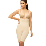 Isavela Bodysuit Suspenders Above Knee Compression Garment W/Zipper (BS03) (3XL, Beige)
