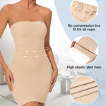 USEASY Women's Strapless Shapewear Full Slip for Under Dresses Tummy Control Seamless Body Shaper Slips S
