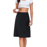 MANCYFIT Half Slip for Women Under Dress Slip Skirt Extenders for Women Seamless Hem Knee Length Under Skirt Liner Black X-Large