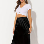 Ellames Women's 2 Pieces Half Slips for Under Dresses Satin Long Underskirt Half Slip Shirt Skirt Extender Black & Nude 27" Large