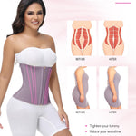 SHAPSHE Waist Trainer for Women Tummy Control Corset Hourglass Body Shaper Waist Cincher Back Support Wrap Belt with Zipper Hook Purple