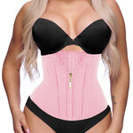 GainKee Waist Trainer for Women Corset Workout Cincher Body Shaper Tummy Control Shapewear Sweat Trimmer Latex Zipper Pink 3XL