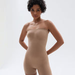 SHAPERX Strapless Shorts Bodysuit for Women Tummy Control Shapewear Seamless Sculpt Body Shaper with Removable Straps