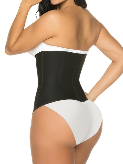 YIANNA Waist Trainer for Women Latex Underbust Tummy Control Waist Cincher Corset Hourglass Body Shaper Zipper and Hooks,YA2231-Black-M