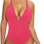 SHAPERIN Bodysuit for Women Shapewear Tummy Control Deep V Neck Plunge Sleeveless Backless Thong Body Suit Tank Top