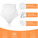 Werena Tummy Control Thong Shapewear for Women High Waisted Body Shaper Shaping Thong Girdle Novelty Hipster Panties(01# Mid Waisted White(slimmming),XX-Large)