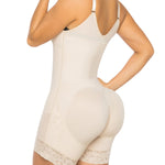 YIANNA Fajas Colombianas Shapewear for Women Tummy Control Post Surgery Compression Garment with Zipper Crotch,YA7260-Beige-L