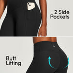IUGA Capri Leggings for Women Tummy Control Compression Leggings Workout High Waist Athletic Yoga Pants with Pockets Black