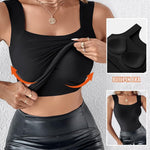 CHICME Womens 2 Pieces Padded Tank Tops High Strechy Sleeveless Slim Fit Shaping Tops Camisole Tops Black Coffee-XL