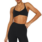 LASLULU Womens Black Sports Bra Sexy Cute Backless Sport Bra Workout Gym Yoga Pilates Bras Tops Clothes Outfits Strappy Padded Sports Bras (Black, Small)