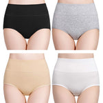 wirarpa Women's Cotton Postpartum Underwear High Waisted Ladies Panties Full Coverage Briefs 4 Pack Assorted Medium
