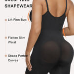 SHAPERX Women's Shapewear Bodysuit Tummy Control Seamless Zip-Up Body Shaper Waist Defining Silhouette,SZ5862-Black-New-S/M