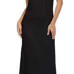 Summienlink Women's Full Slip for Under Dresses Sexy Long Sleeveless Nightgown Cami Dress (Black, Large)