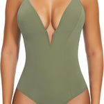 SHAPERIN Women's Deep V Neck Bodysuit Double Lined Plunge Tummy Control Shapewear Thong Body Suits Backless Cami Tank