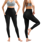 Leafigure 2 Pack Leggings with Pockets for Women, High Waisted Soft Leggings for Yoga Gym Black SM