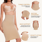 JOYSHAPER Shapewear Dress Half Slip for Women Under Dresses Half Skirt High Waist Slips Dress Built in Shapewear Nude M
