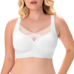 No Underwire Bras for Women Supportive Wireless Seamless Comfort Bra (White-M-0094-1, Medium)