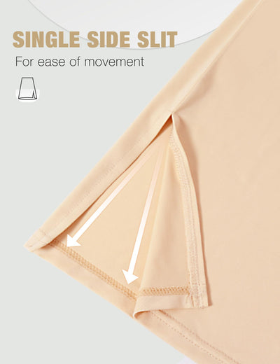 MANCYFIT Women's Half Slips for Under Dresses Non Cling Under Skirt Slips with Single Side Slits Nude Medium