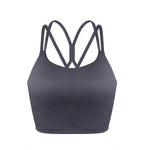 HSIA Sports Bras for Women Strappy Criss Cross Back Medium Support Yoga Crop Top with Removable Padded Cup Dark Grey