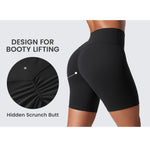 CRZ YOGA Secretsculpt Butterlift Biker Shorts 6"- No Front Seam High Waist Womens Workout Gym Booty Scrunch Butt Black Medium