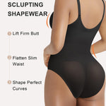 SHAPERX Women's Shapewear Bodysuit Tummy Control Seamless Zip-Up Body Shaper Waist Defining Body Suit,SZ5861-Black-S/M