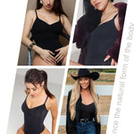OQQ Women’s Shapewear Bodysuit Seamless Tummy Control Body Suit Soft Stretch Tank Top for Everyday Wear Black