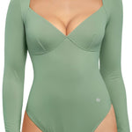 Popilush Long Sleeve Body suits for Women Thong Shapewear Bodysuit Tummy Control V Neck Shirt Going Out Tops