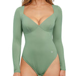 Popilush Long Sleeve Bodysuit Shapewear Bodysuit Tummy Control for Women V Neck Shirt Going Out Tops