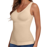 JOYSHAPER Women's Shapewear Tops Padded Bra Shapewear Tank V-Neck Cami Shaper Compression Tank Tops for Tummy Control Shapewear Camisole Nude M