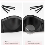Slimers Seamless Strapless Bra for Women: Multiway Push Up Wireless/Underwire Strapless Bras Invisible Non-Slip Black