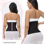SHAPSHE Waist Trainer for Women Tummy Control Workout Waist Cincher Corset Shapewear Postpartum Body Shaper Faja with Zipper Hook Black