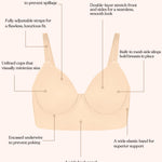 HSIA Bras for Women Minimizer Full Coverage Seamless Plus Size Longline Unlined Underwire Back Smoothing Bra, Beige 36DD