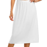 Vlazom Half Slips for Women Under Dress Long Half Slip Under Skirt with Lace Trim White Size Medium
