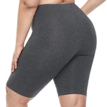VOGUEMAX Women's Plus Size Short Leggings Stretchy Slip Shorts Mid Thigh Lightweight Pants Dark Grey