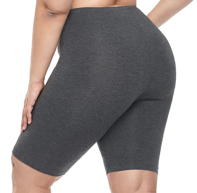VOGUEMAX Women's Plus Size Short Leggings Stretchy Slip Shorts Mid Thigh Lightweight Pants Dark Grey