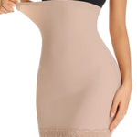 JOYSHAPER Shapewear Dress Slip for Under Dresses Skirt with Lace Half Slip Tummy Control Short Body Shaper Beige Large