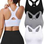 Evercute High Impact Sports Bras for Women 3/4/5 Pack, Adjustable Straps Padded Supportive Seamless Racerback Running Bras