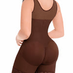 YIANNA Fajas Colombianas Shapewear for Women Tummy Control Full Body Shaper Butt Lifter with Zipper Crotch,YA7275-Brown-M