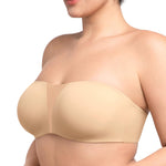 HSIA Strapless Bra for Big Bust Women, Anti-Slip Full Coverage Bandeau Plus Size Fiery Bra Underwire Support for Large Breast Beige