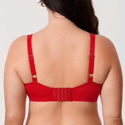 DELIMIRA Women's Minimizer Bra Plus Size Underwire Smooth Full Coverage Seamless Bras Lipstick Red 34E