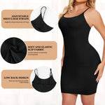 JOYSHAPER Body Shaper for Women Full Slips for Under Dress Adjustable Spaghetti Strap Black XL