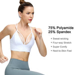 MotoRun Womens Push-up Padded Strappy Sports Bra Cross Back Wirefree Fitness Yoga Top Black-White Medium