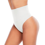 Werena Tummy Control Thong Shapewear for Women Seamless Shaping Novelty Thong Panties Body Shaper Underwear(01# White-mid Waisted(has Boning),Small)