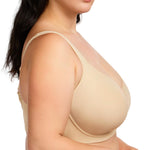HSIA Bras for Women Minimizer Full Coverage, Plus Size T Shirt Unlined Underwire Smooth Bra, Seamless Cups Joan Ultimate Soft Beige