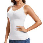 JOYSHAPER Women's Tummy Control Shapewear Tank Tops for Women Bra Shapewear Camisole with Built in Bra Cami Shaper Compression Tops White XL