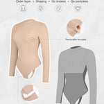 Popilush Shapewear Bodysuit Tummy Control Turtle Neck Body Shaper Seamless Long Sleeve Tank Tops Thong Body Suits